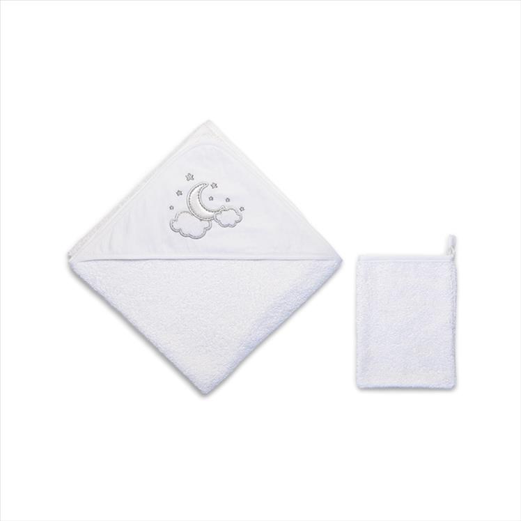 Hooded Towel / 90x90 cm - Luna Chic- White- 90x90 Cm
