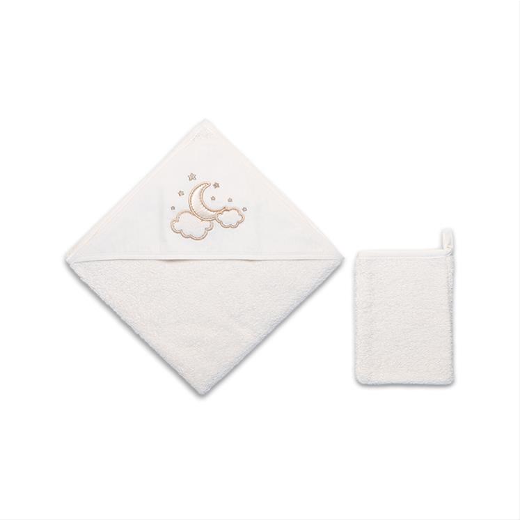 Hooded Towel / 90x90 cm - Luna Elegant - Ecru- 90x90 Cm