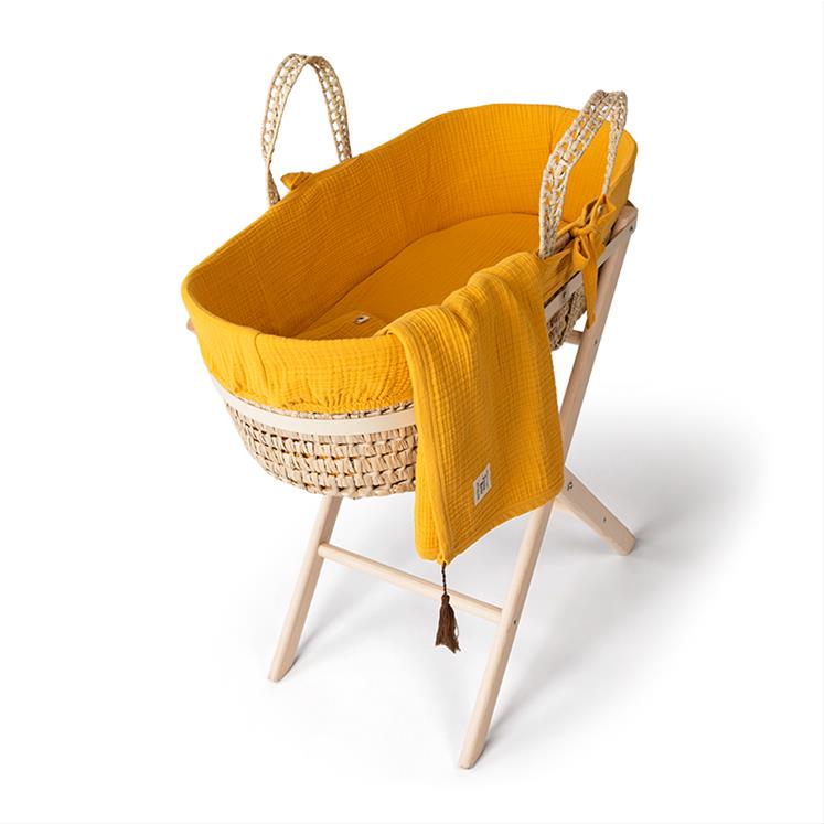 Muslin Moses Basket Set -Marigold - Yellow - 85 cm