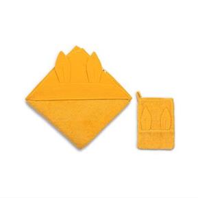 Muslin Hooded Towel Set -  Marigold - Yellow- 90 x 90 cm